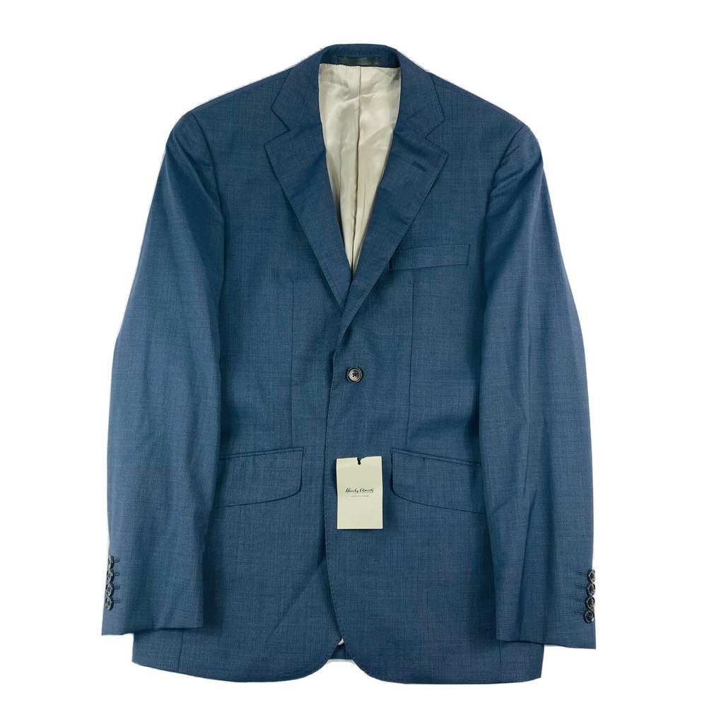 Hardy Amies Blue Patterned Mens Pure Wool Blazer Size 38R NWT